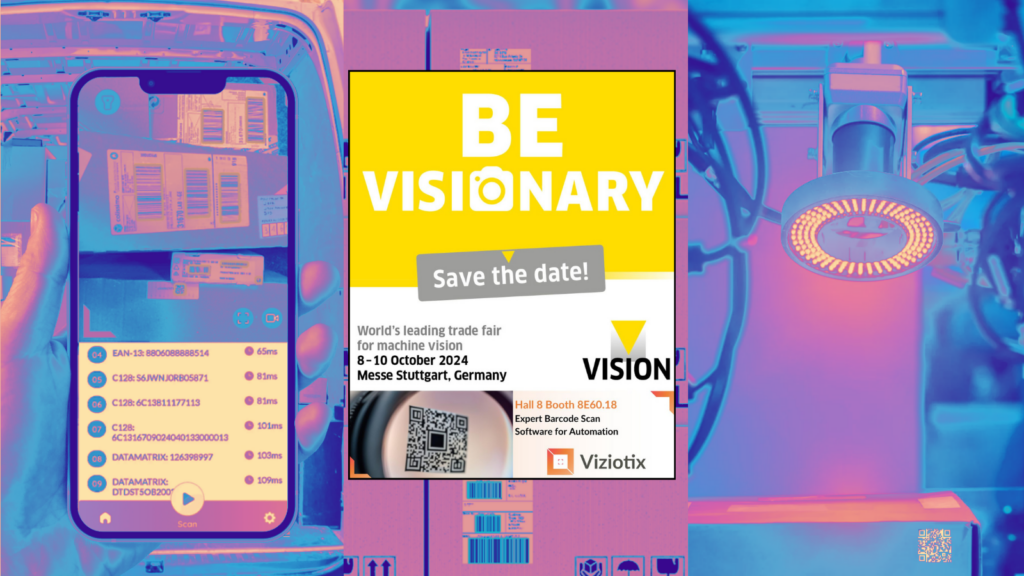 Image showing dates for the Vision Expo in Stuttgart, 8-10 October, 2024. The Viziotix booth number 8E60.18 is also showing.