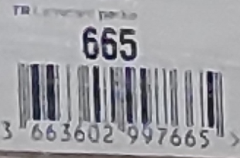 An image of a barcode corrupted by noise filtering and sharpening.