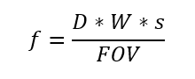 Focal length f in function of the field of view FOV formula Viziotix